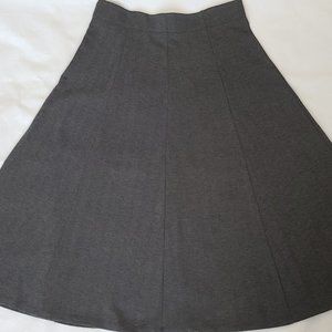Lands End Womens Full A Line Career Skirt Herringbone Black Gray Long 35" sz 14